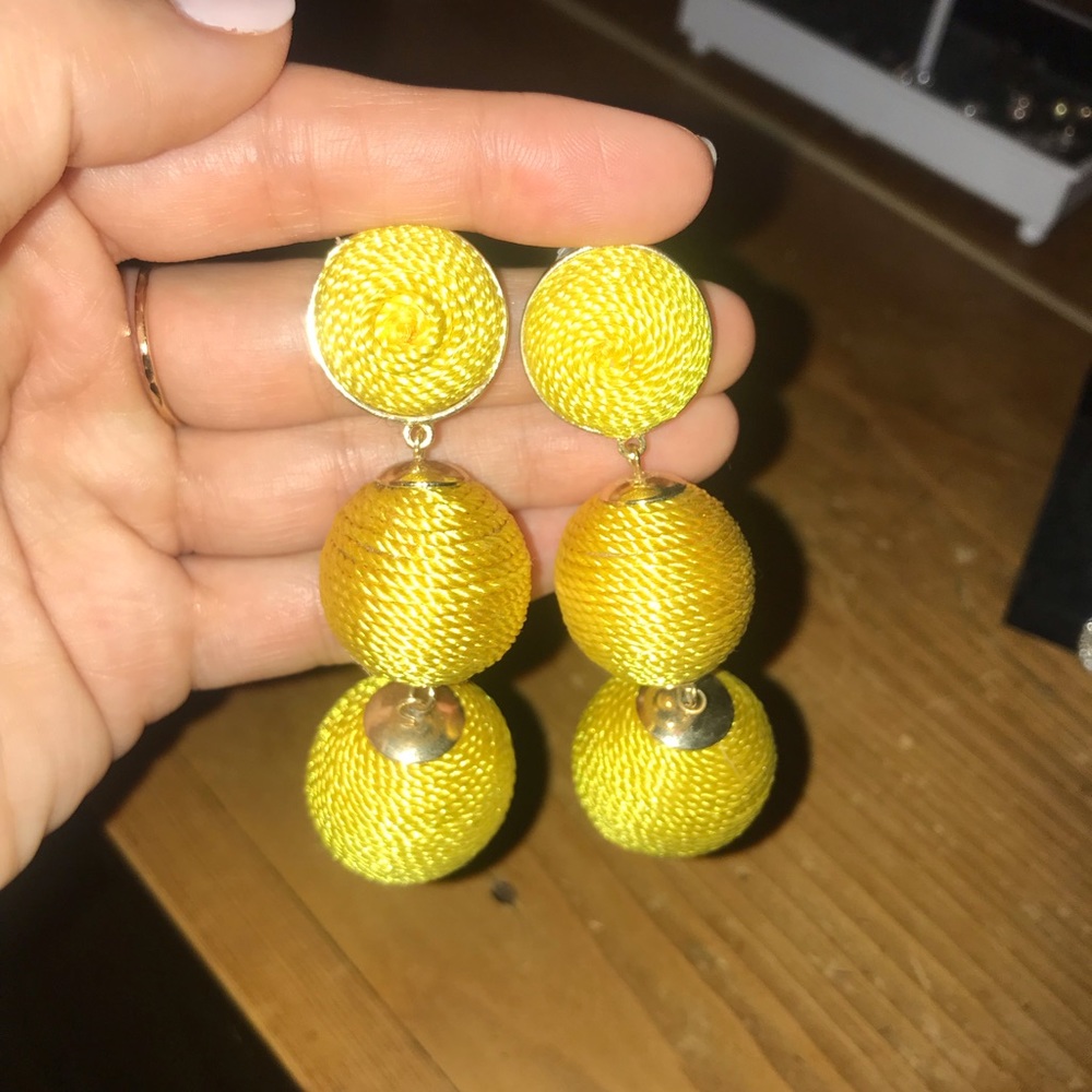 Yellow chunky drop earrings
